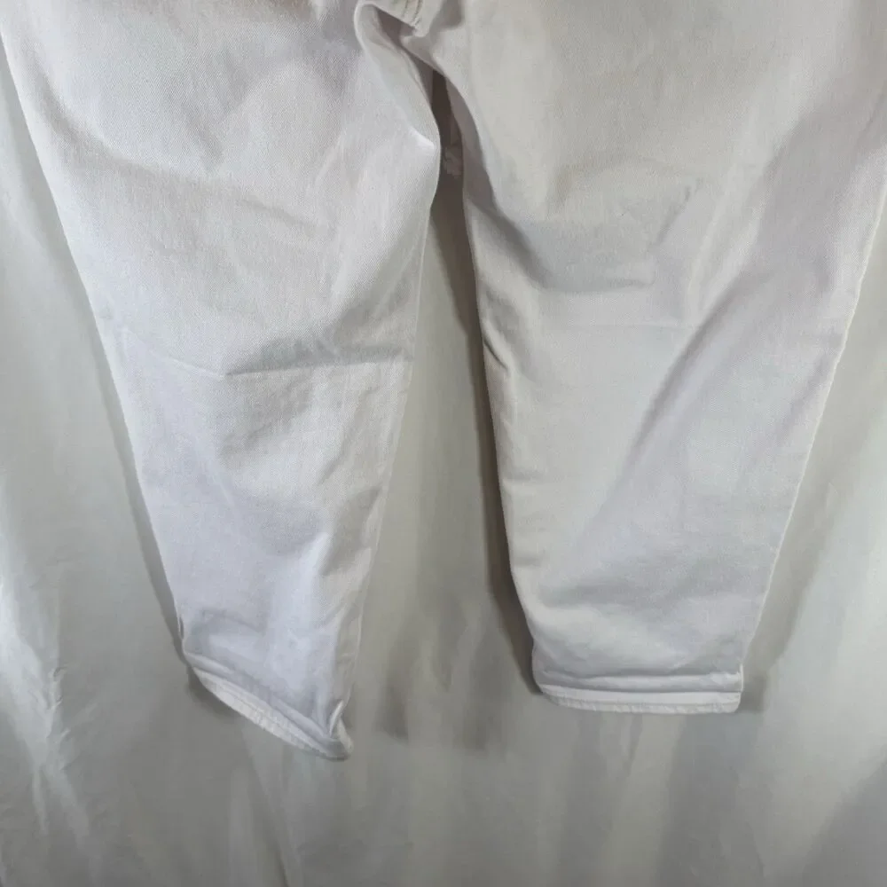 New J Crew Pants Women's 34 White Denim Elastic Waist Tapered Leg Drawstring